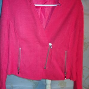 Mossimo womens 12 red zipper blazer crop